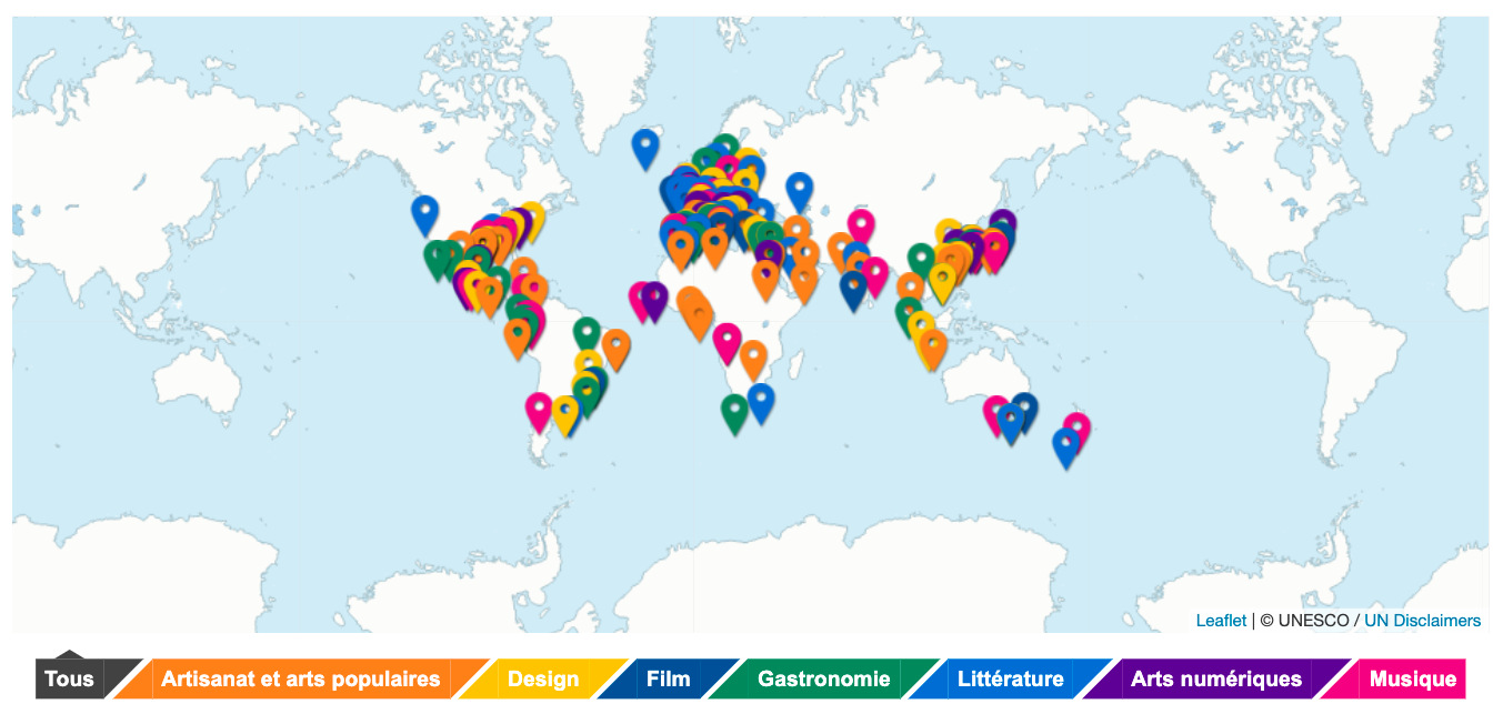 UNESCO Creative Cities Map